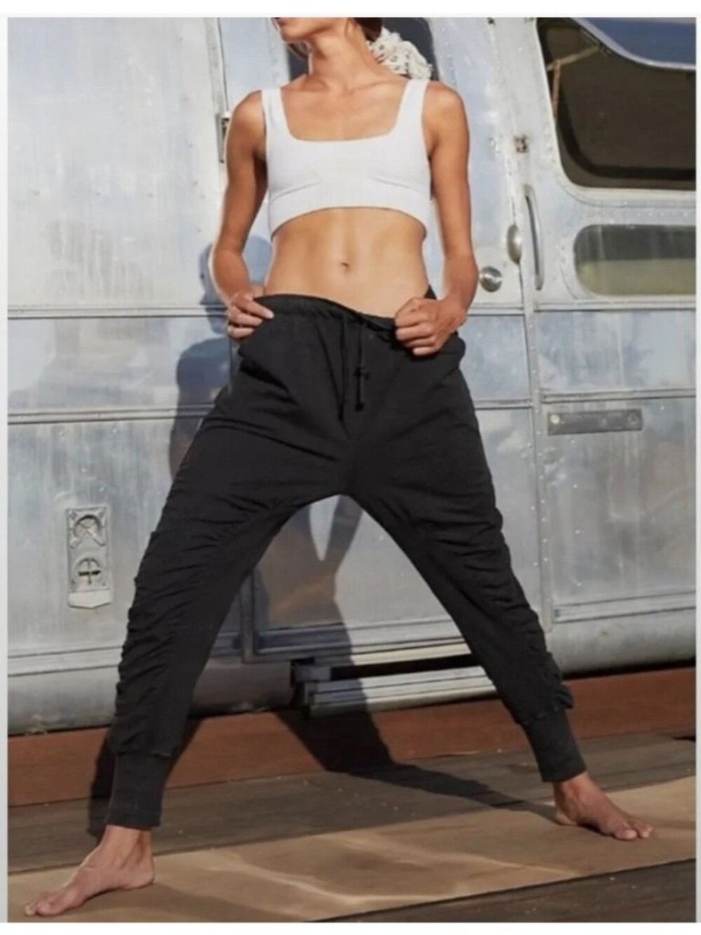 NWOT Free People Movement Hot Shot Ruched Jogger Pants Black M